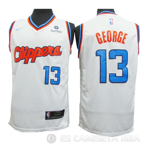 Camiseta Paul George #13 Los Angeles Clippers 2019-20 Blanco - Haga un click en la imagen para cerrar
